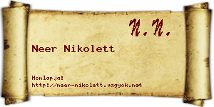 Neer Nikolett névjegykártya